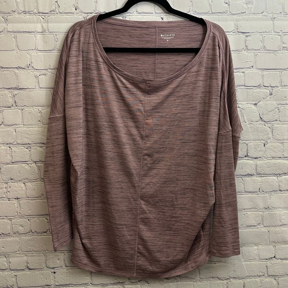 Athleta Essence Flow Top Heathered Purple Long Sleeve Tee Athletic Casual Medium